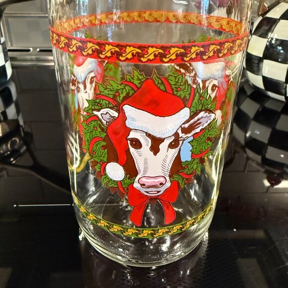 Vintage French Milk Bottle with Christmas Cow - Picture 5 of 11